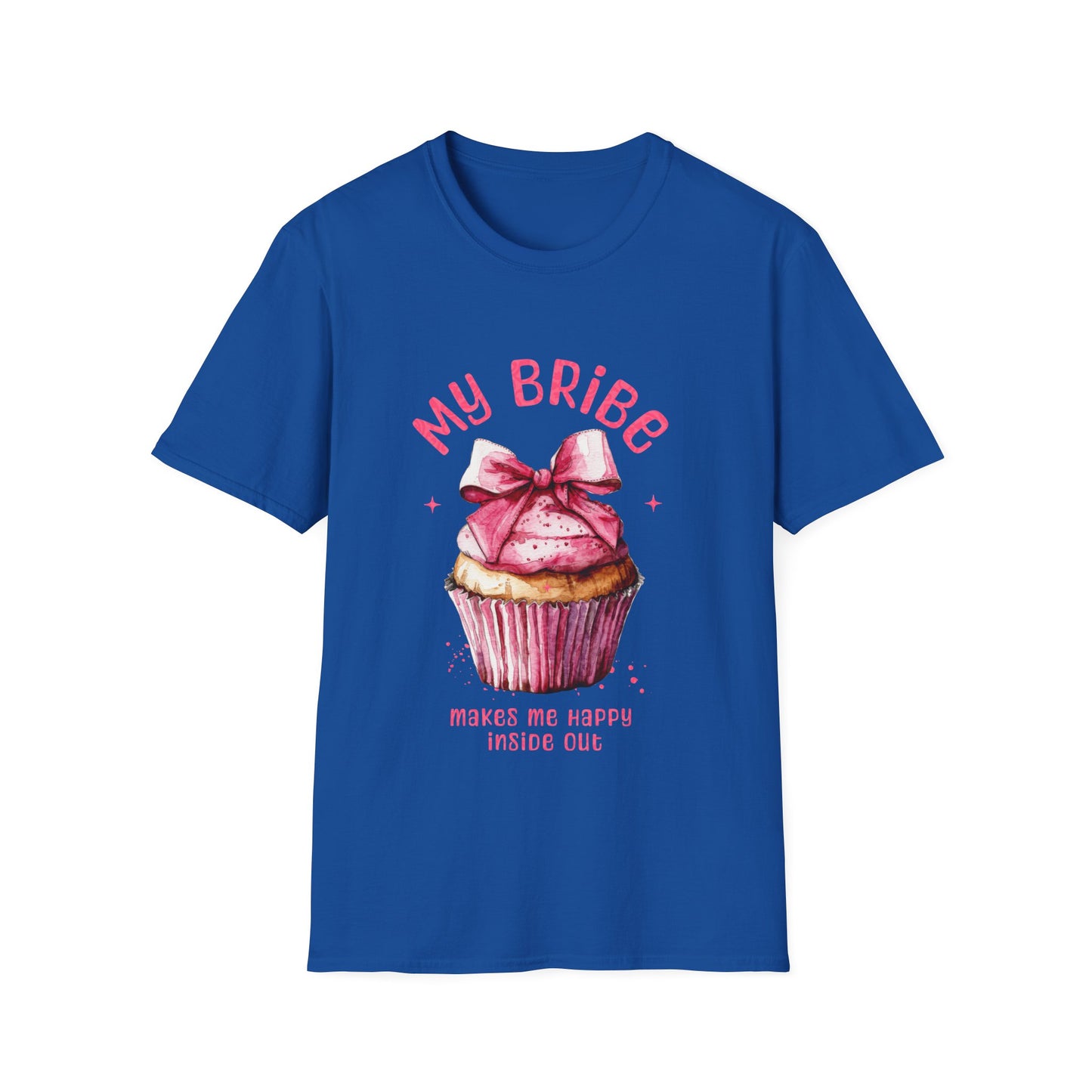 My Bribe Cupcake Makes Me Happy Inside Out -  Watercolor Pink Cupcake T-Shirt