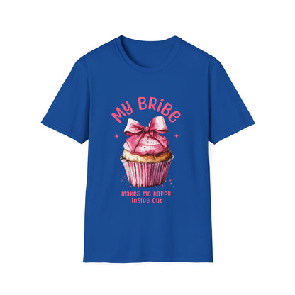 My Bribe Cupcake Makes Me Happy Inside Out -  Watercolor Pink Cupcake T-Shirt