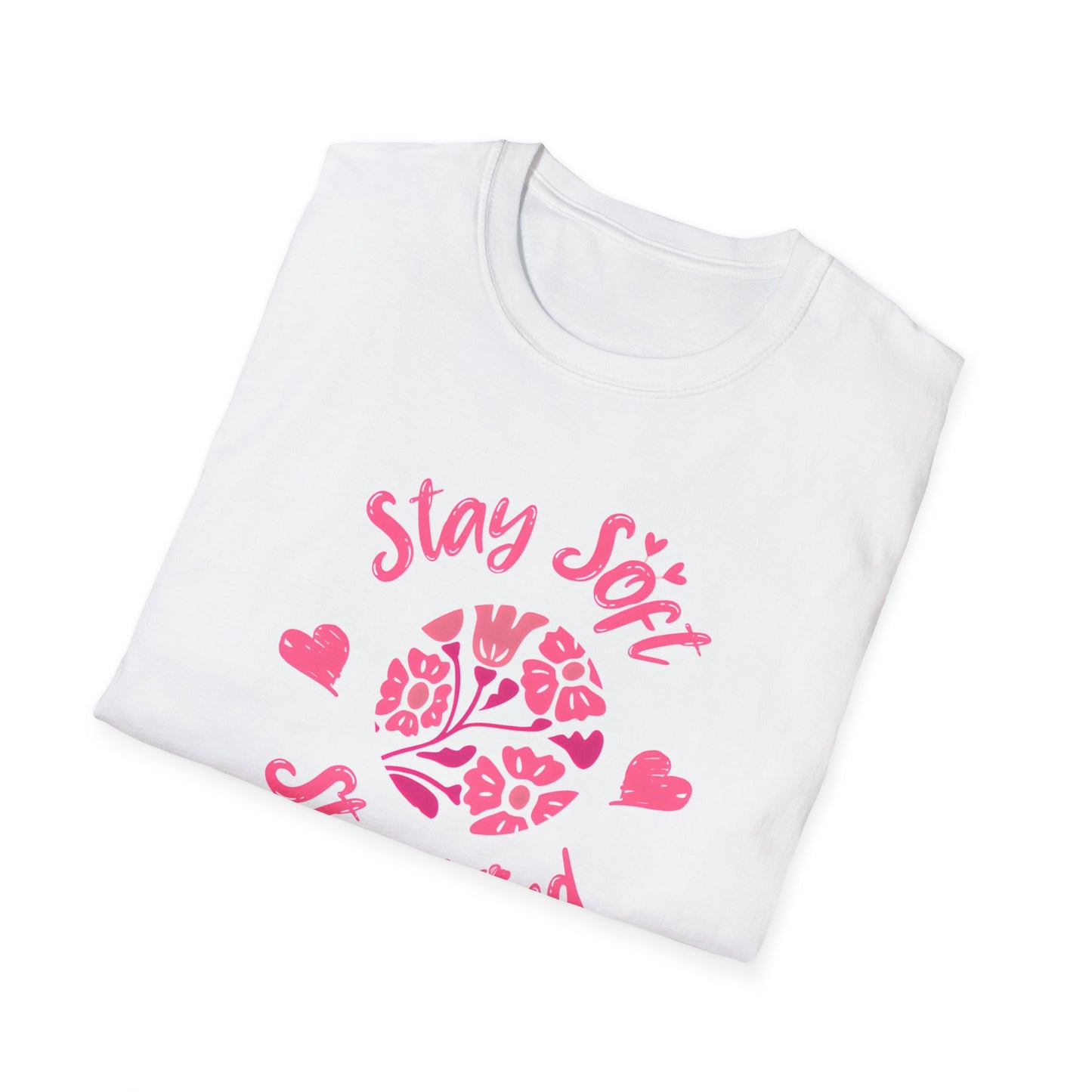 Stay Soft Stay Kind - Vibrant Boho Pink Flowers T-Shirt