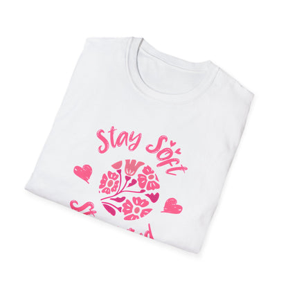 Stay Soft Stay Kind - Vibrant Boho Pink Flowers T-Shirt