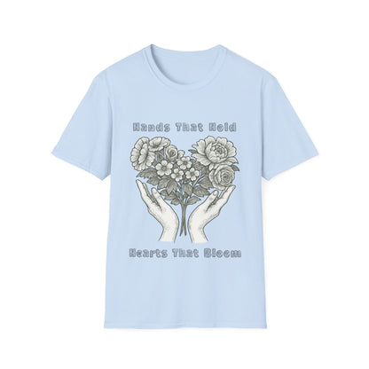 Hands That Hold, Hearts That Bloom - Monochrome T-Shirt