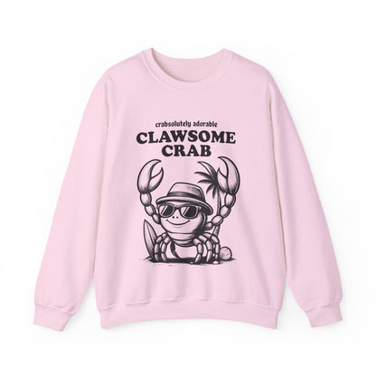 Crabsolutely Adorable Clawsome Crab - Playful Cartoon Crab With Sunglasses And Palm Tree  Sweatshirt
