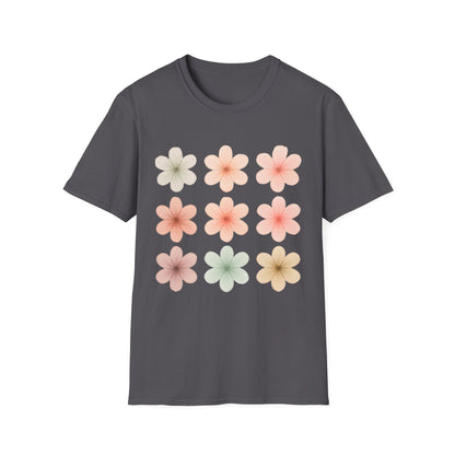 Soft Pastel Flowers Grid T-Shirt