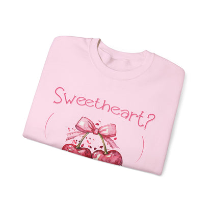 Sweetheart? Only After Coffee - Watercolor Playful Heart Cherry Coffee Sweatshirt
