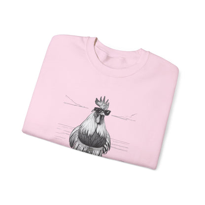 Beach Mode: Maximum Cochiness - Playful Rooster On Beach Sweatshirt