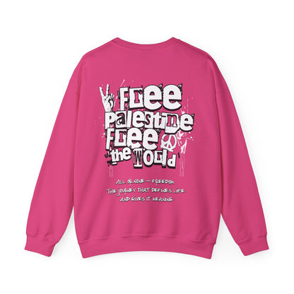 Free Palestine Free The World - Monochrome Graffiti Sweatshirt