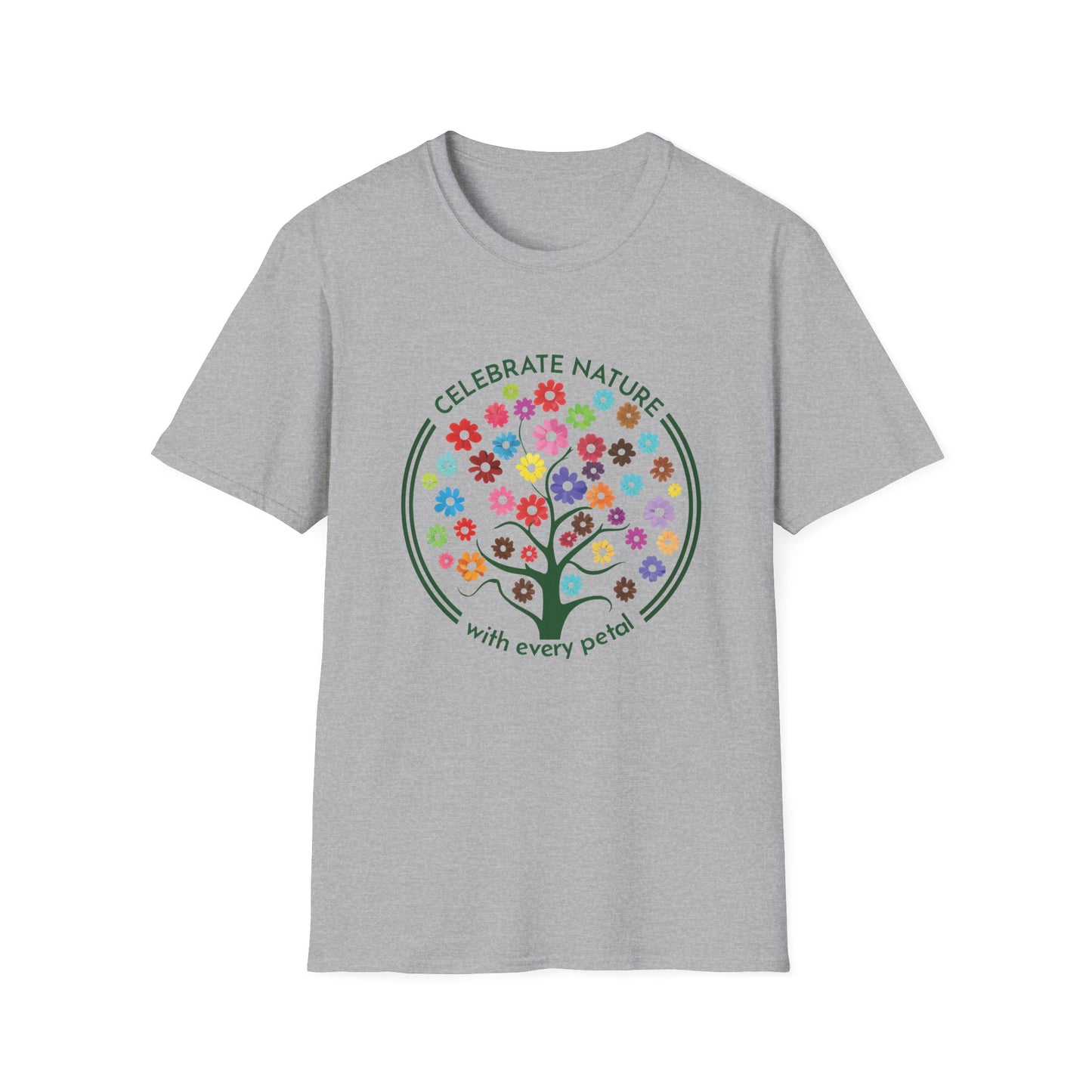 Celebrate Nature With Every Petal  - Logo Style Colorful Tree with Flowers T-Shirt