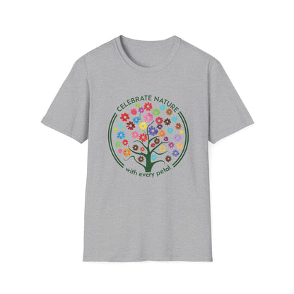 Celebrate Nature With Every Petal  - Logo Style Colorful Tree with Flowers T-Shirt