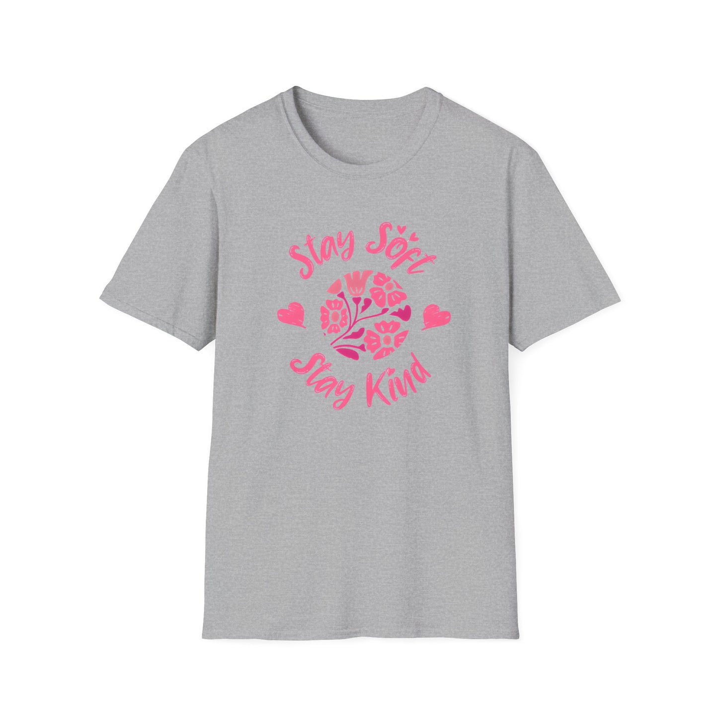 Stay Soft Stay Kind - Vibrant Boho Pink Flowers T-Shirt