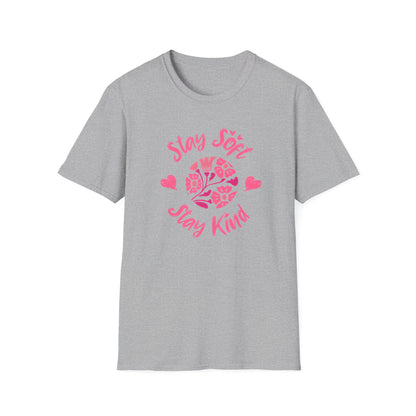 Stay Soft Stay Kind - Vibrant Boho Pink Flowers T-Shirt