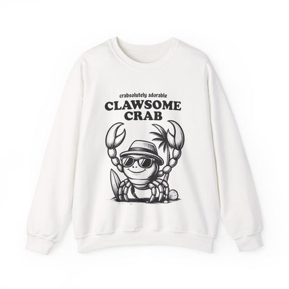 Crabsolutely Adorable Clawsome Crab - Playful Cartoon Crab With Sunglasses And Palm Tree  Sweatshirt