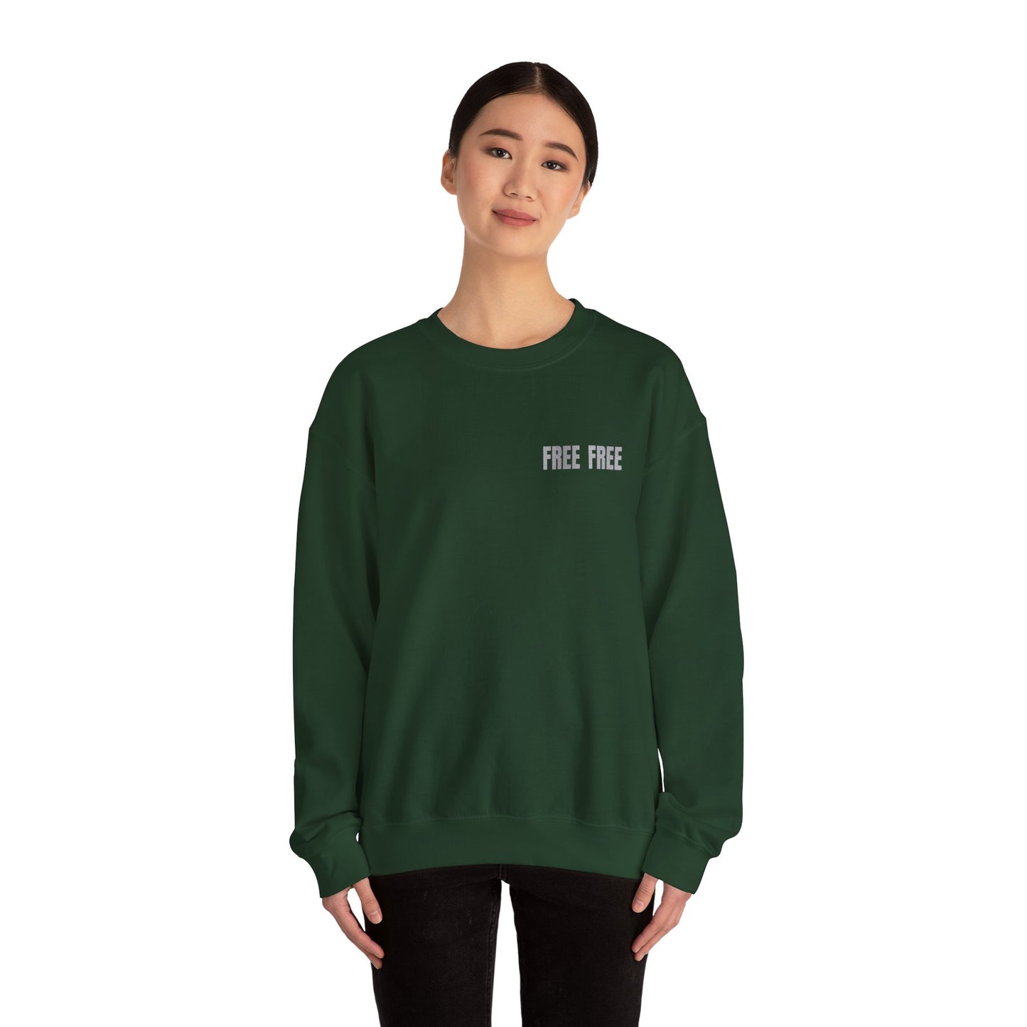 Free Free Free Palestine - Monochrome Metallic-like Style Typography  Front and Back Design Sweatshirt