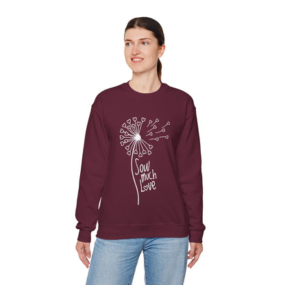 So (Sow) much love - Playful Minimalistic Dandelion with Heart Shapes Sweatshirt