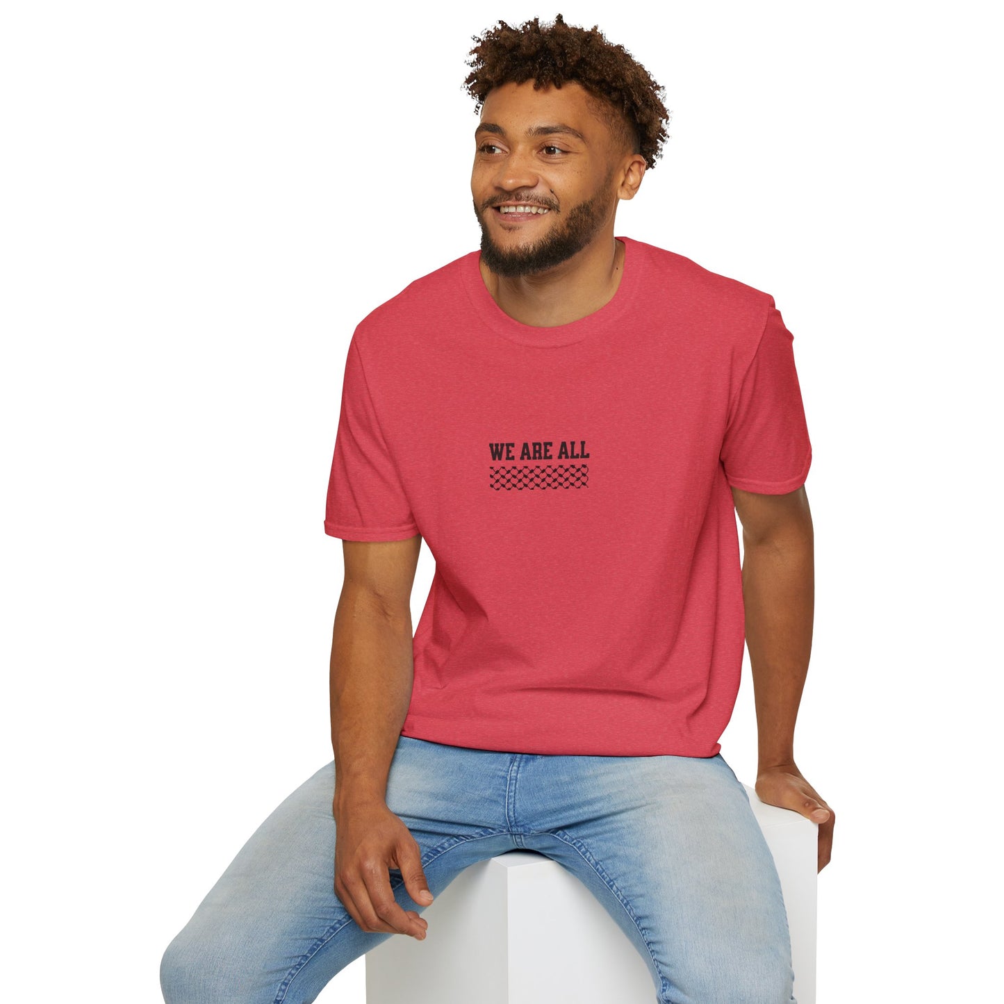 We Are All Palestinians - Front And Back Design Man's Face T-Shirt
