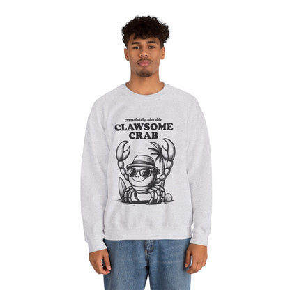 Crabsolutely Adorable Clawsome Crab - Playful Cartoon Crab With Sunglasses And Palm Tree  Sweatshirt