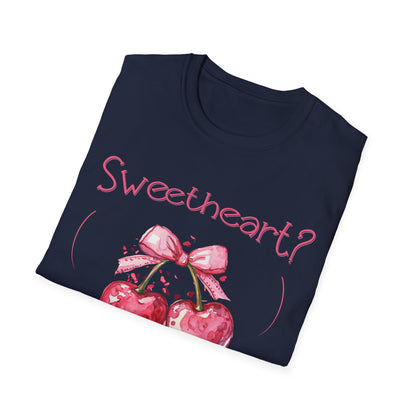 Sweetheart? Only After Coffee -  Watercolor Playful Heart Cherry  T-Shirt