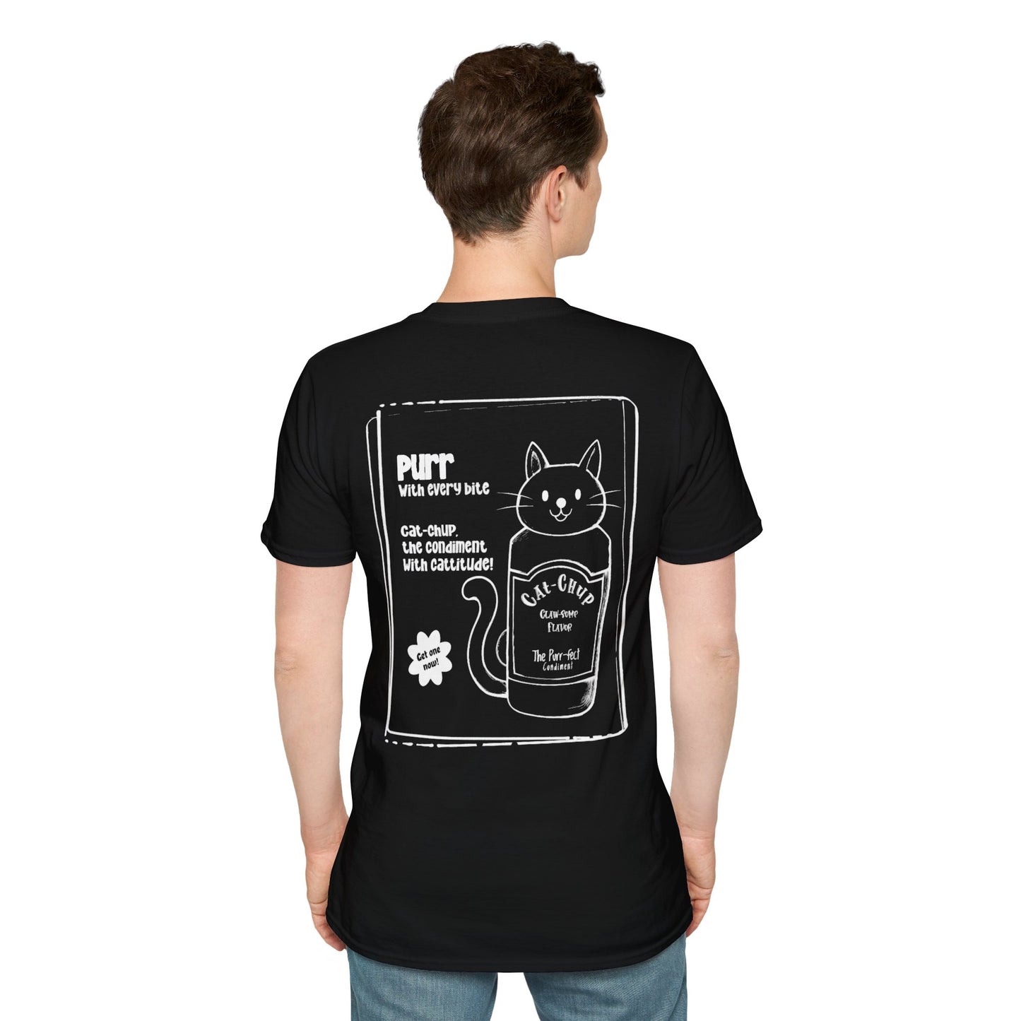 Cat-Chup T-Shirt - Cat-Shaped Catchup bottle Advertisement Design