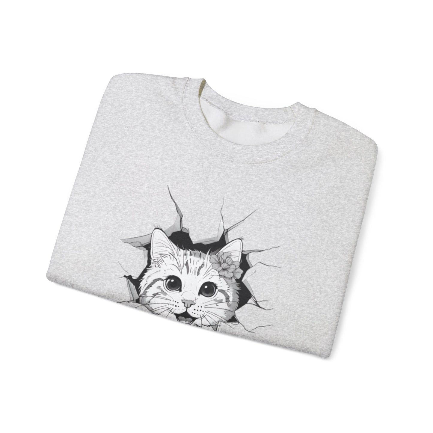 Meow-gical Entrance! - Playful Cute Kitten Breaking through Wall  Sweatshirt