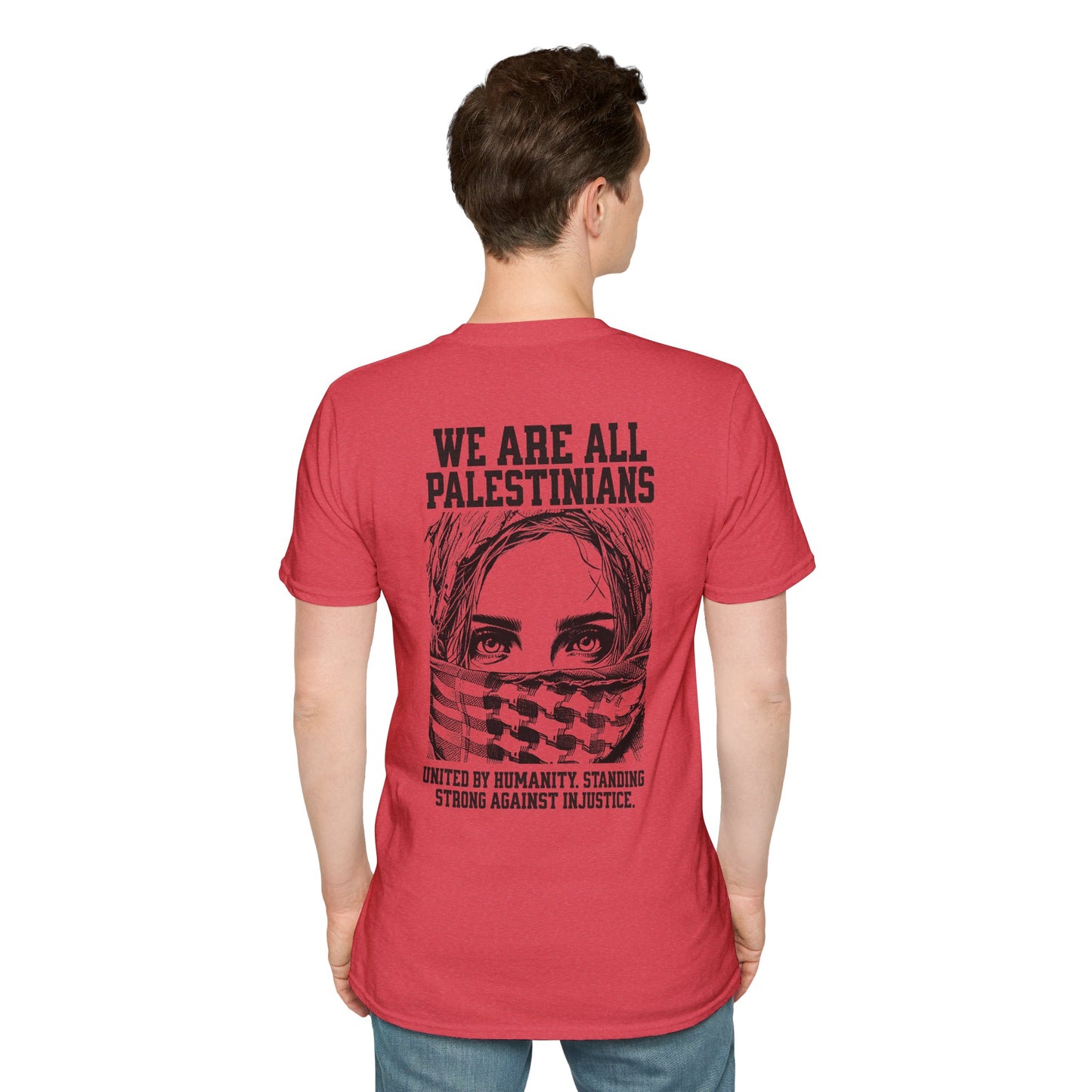 We Are All Palestinians - Front And Back Women's Face Design T-Shirt
