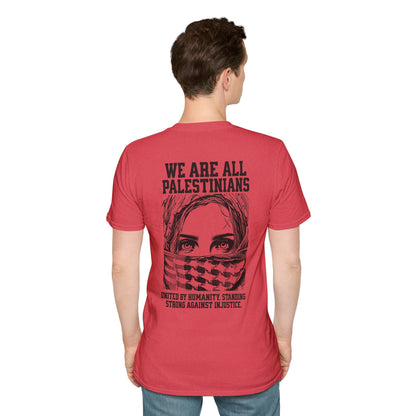 We Are All Palestinians - Front And Back Women's Face Design T-Shirt