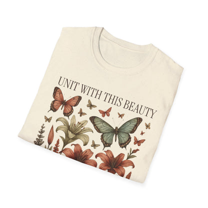 Unit With This Beauty - Vintage Flowers and Butterflies T-Shirt