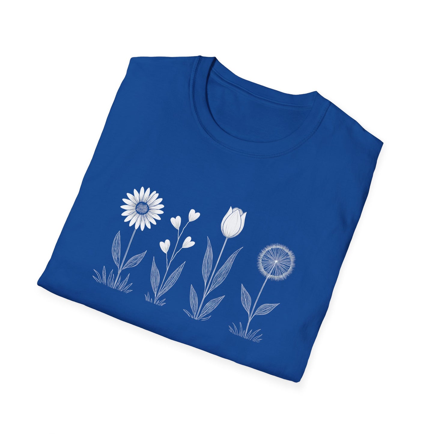 Minimalistic Flowers Line T-Shirt - Botanical Line Art Design