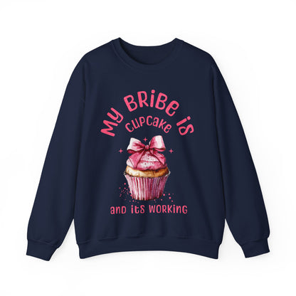 My Bribe Cupcake Makes and its working -  Watercolor Pink Cupcake Sweatshirt