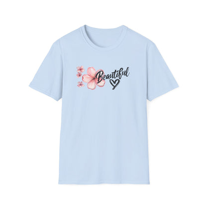 Beautiful T-Shirt - Cherry Blossom Flower with Heart - Brush Style Typography Design