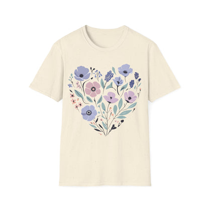 Heart Shaped Floral Arrangement T-Shirt -  Pastel Tones Design