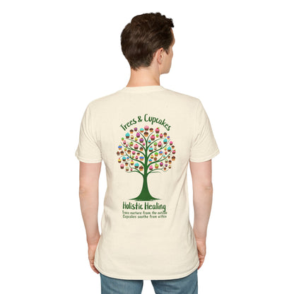 Holistic Healing: Trees and Cupcakes - Colorful Tree silhouette with Cupcakes T-Shirt