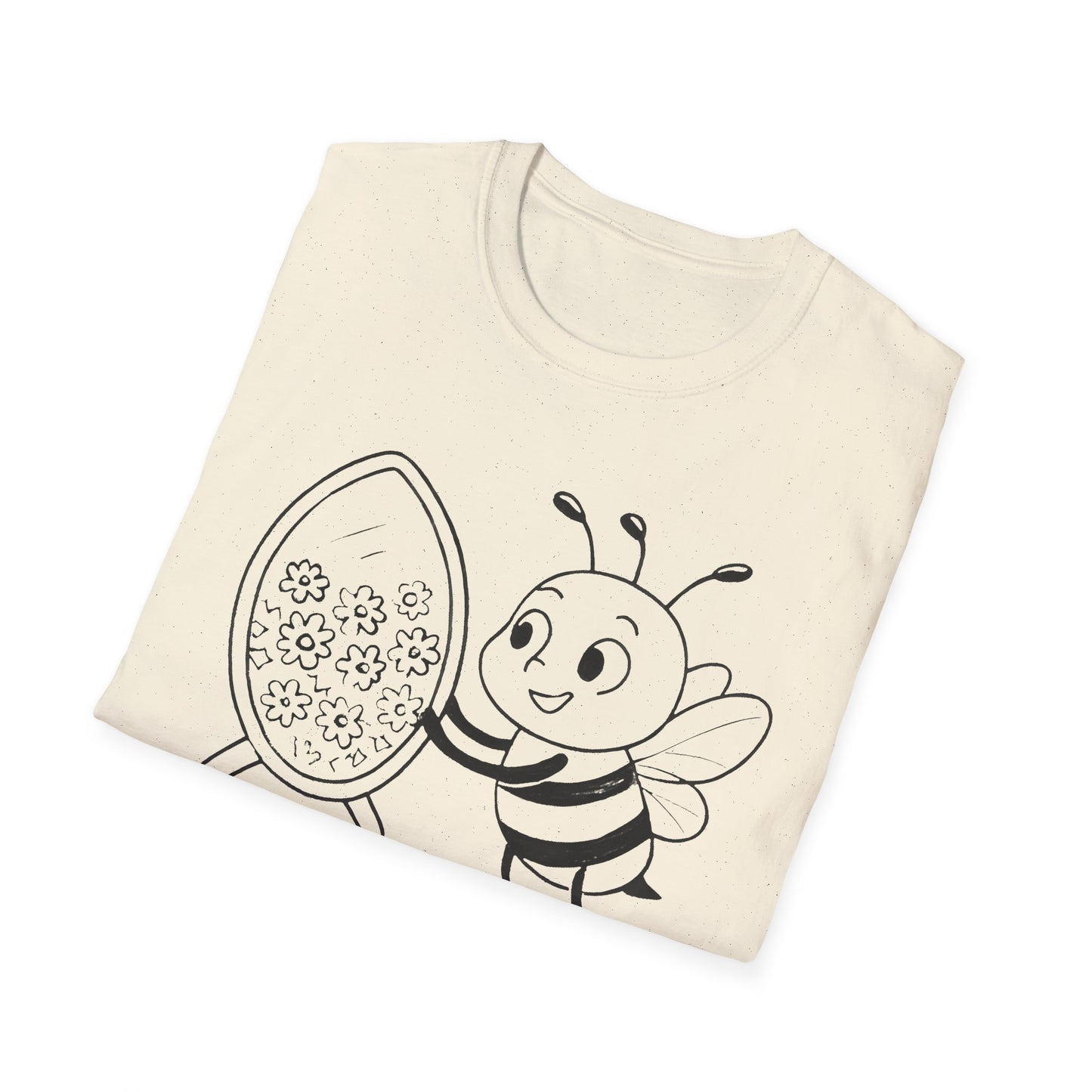Believe In Yourself T-Shirt - Chalkboard Playful Bee Gazes into Leaf Mirror Design