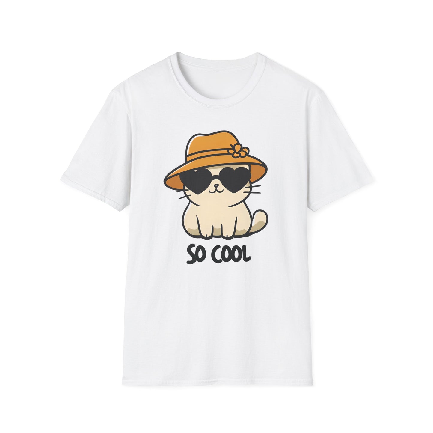 So Cool - Minimalistic Silhouette Kitten With Hat and Sunglasses T-Shirt