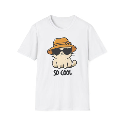 So Cool - Minimalistic Silhouette Kitten With Hat and Sunglasses T-Shirt