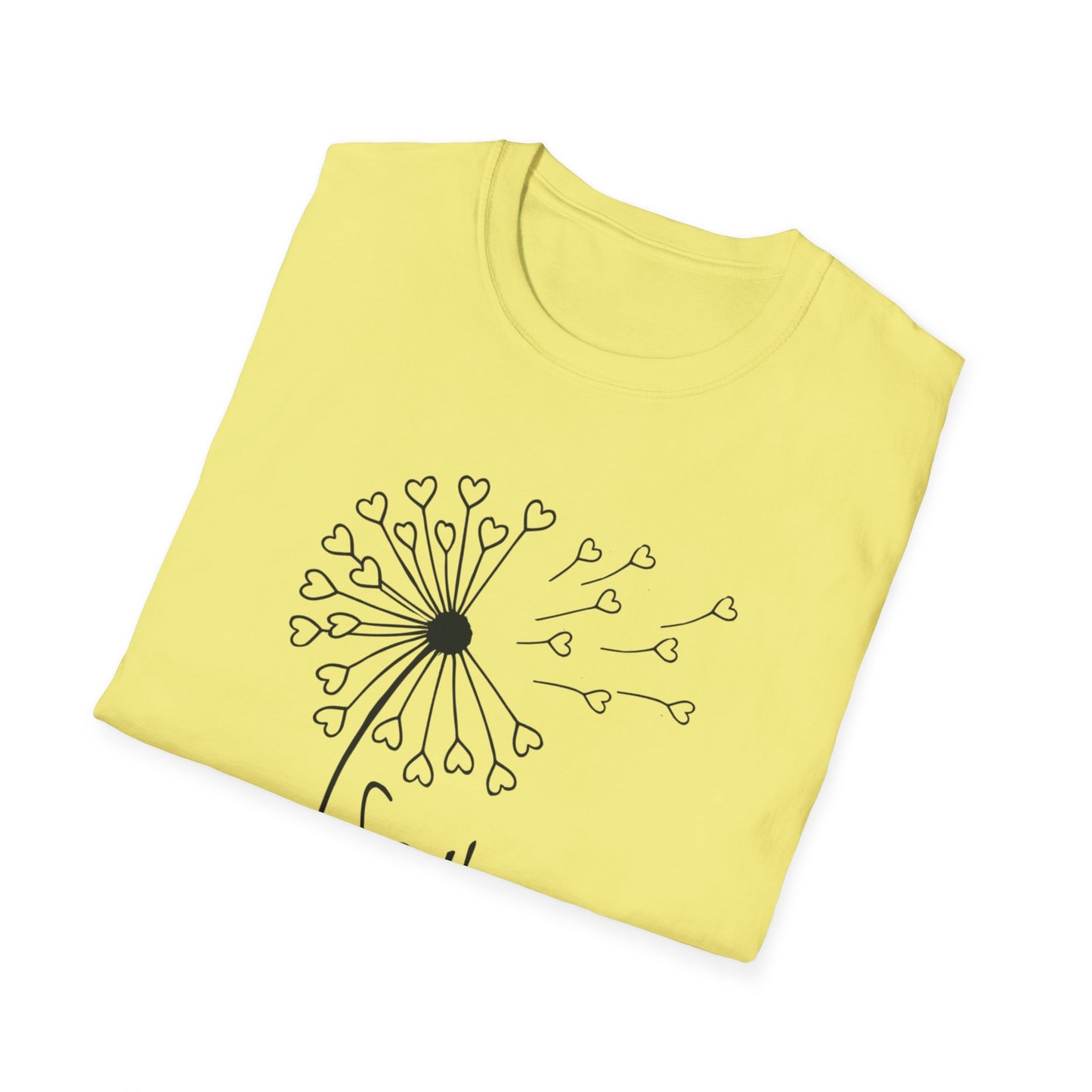 So (Sow) much love T-Shirt -Minimalistic Dandelion with Heart Shapes Design