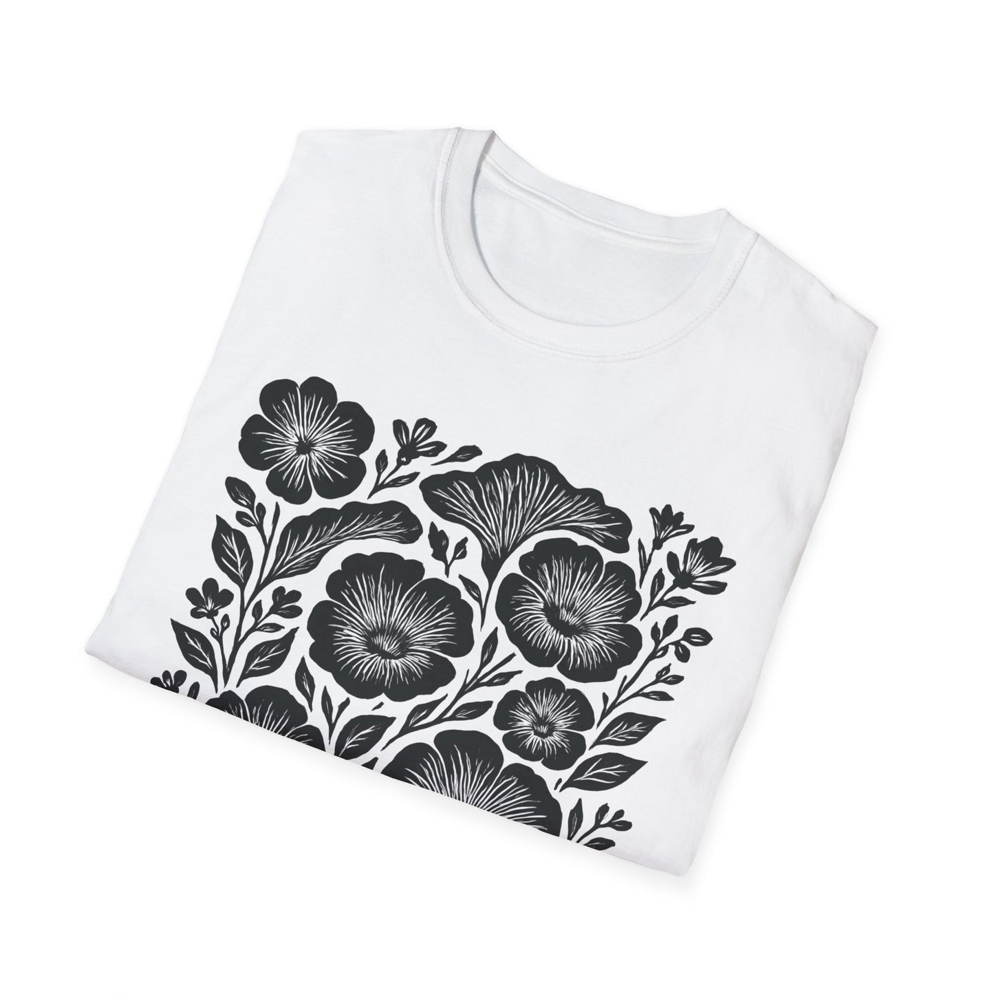 Monochrome Silhouette Cut-out Floral T-Shirt