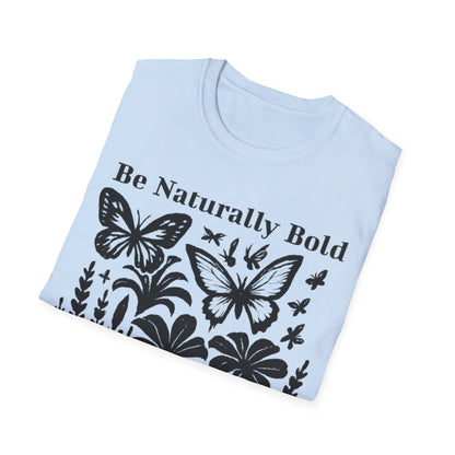 Monochrome Bold Botanical Flowers and Butterflies T-Shirt Design