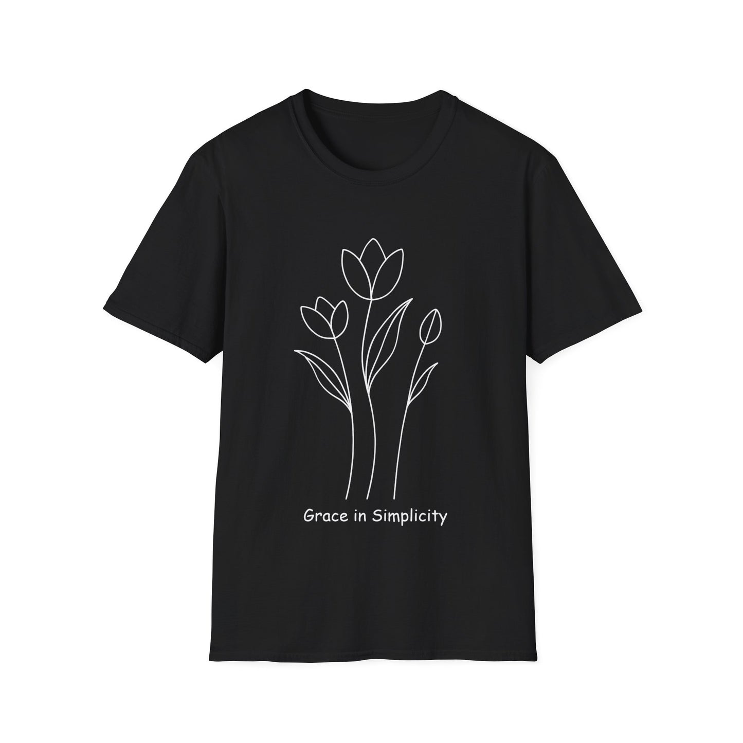 Tulip Outline T-shirt - Minimalistic Floral Design