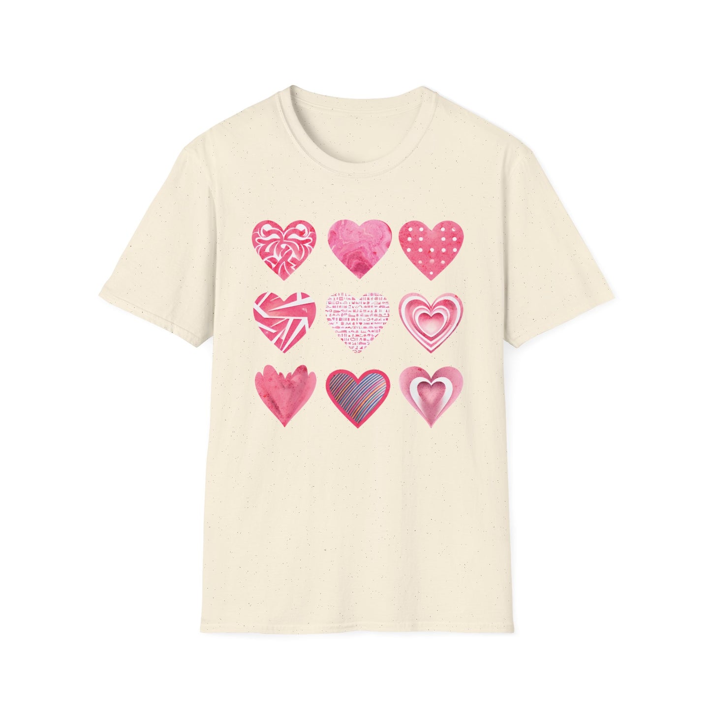 Grid of Different Pink Heart Patterns T-Shirt