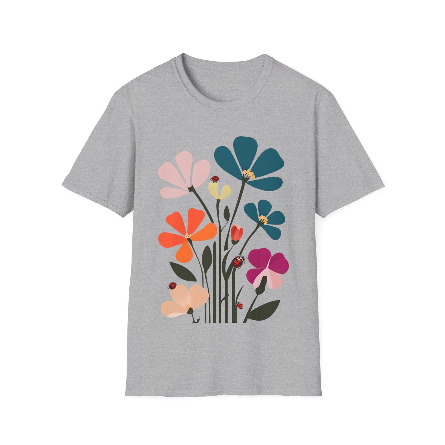 Vibrant Flowers Minimalistic T-Shirt Design