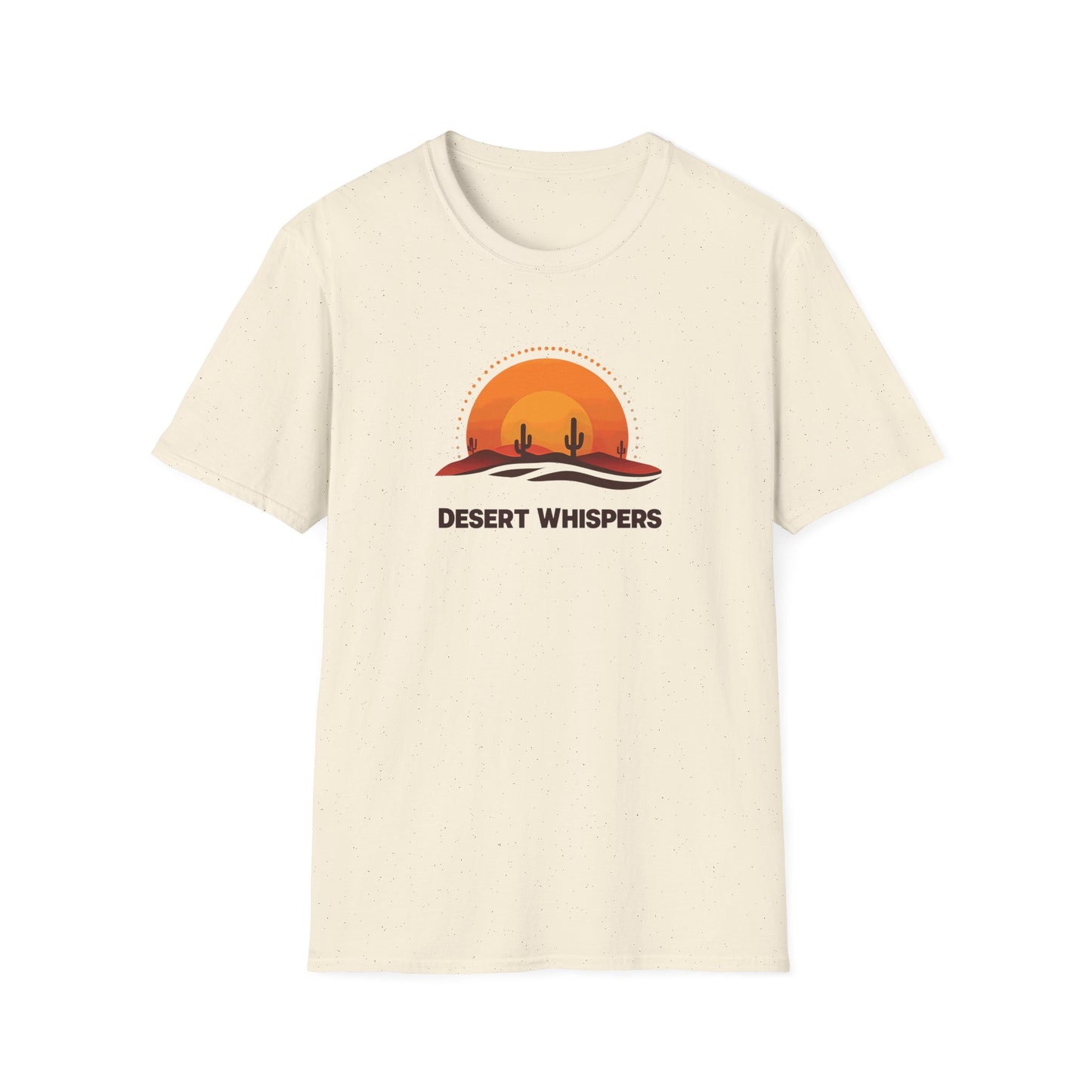 Desert Whispers T-Shirt – Nature Scene with Sunset, Cactus, and Sand Design