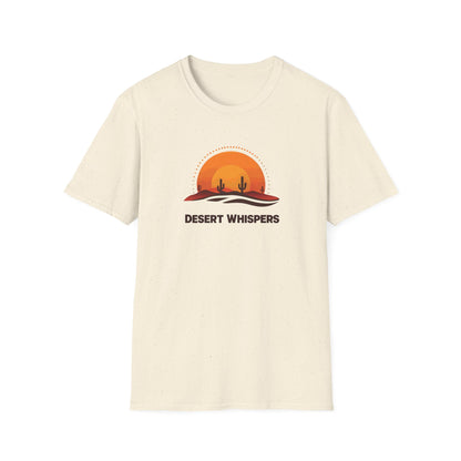 Desert Whispers T-Shirt – Nature Scene with Sunset, Cactus, and Sand Design