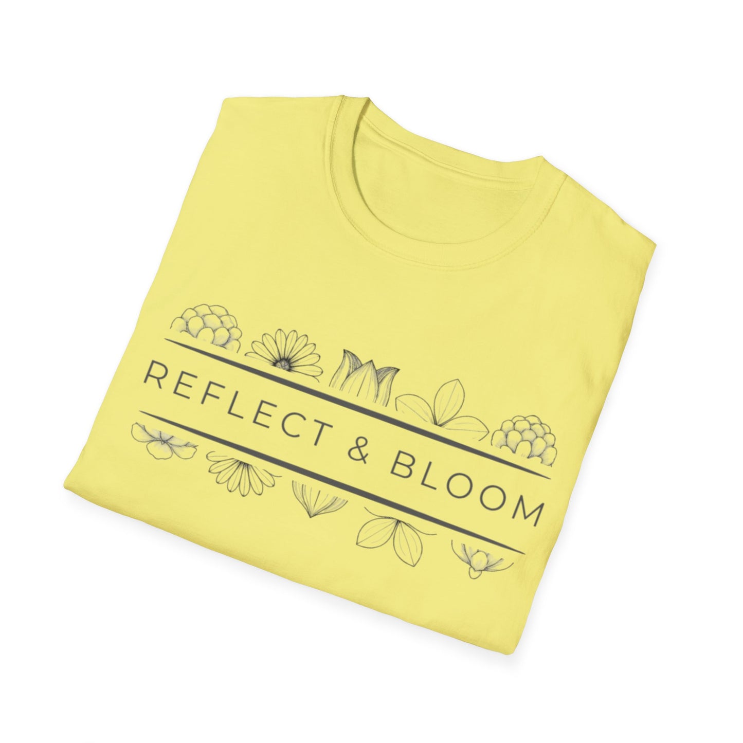 Reflect & Bloom T-Shirt - Floral Art Line Design