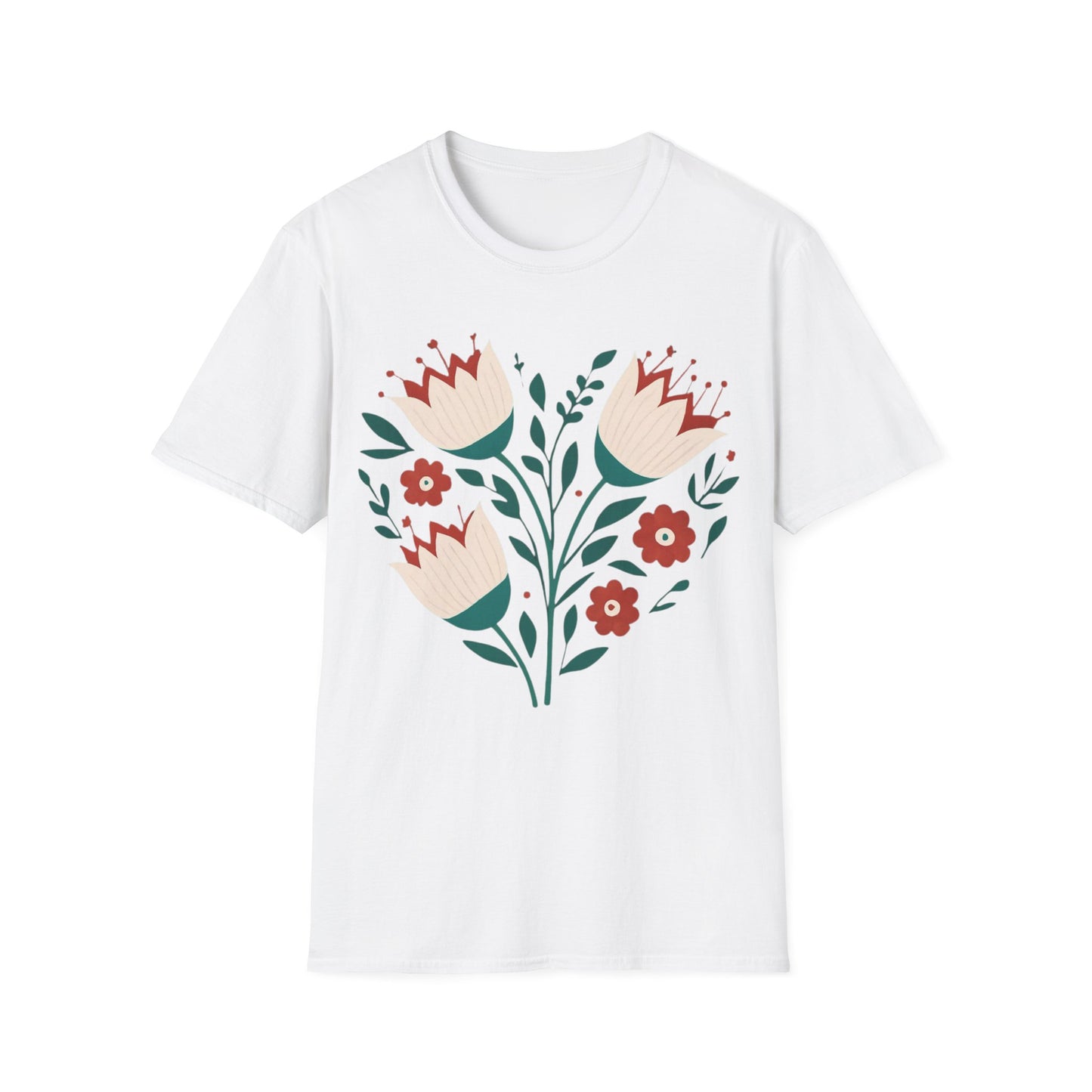 Heart Boho Flowers Minimalistic T-Shirt Design