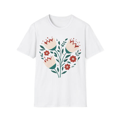 Heart Boho Flowers Minimalistic T-Shirt Design