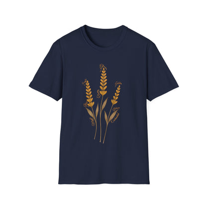 Golden Lavender T-Shirt - Scattered Typography Design