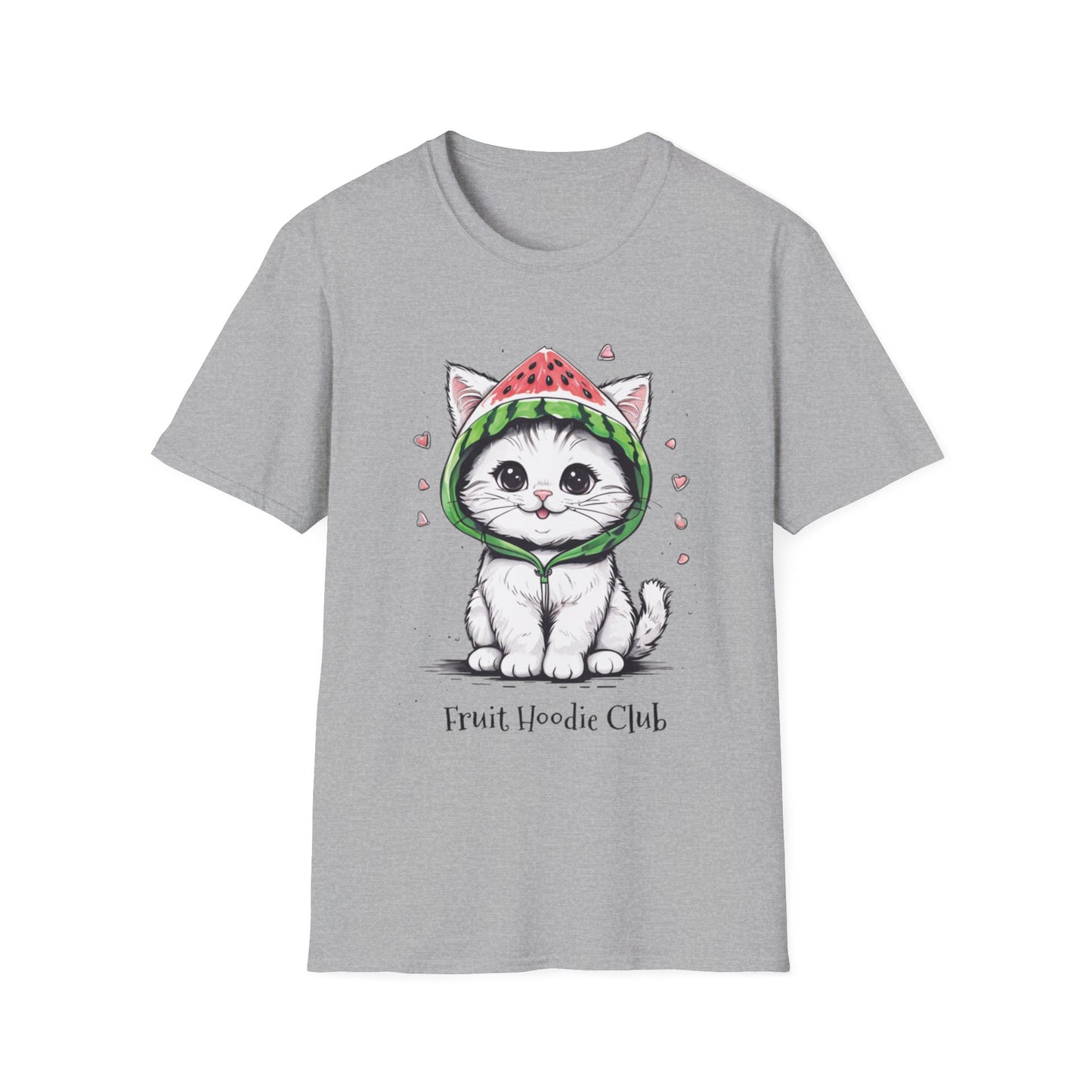 Fruit Hoodie Club T-Shirt - Kitten In A Watermelon Hoodie Design