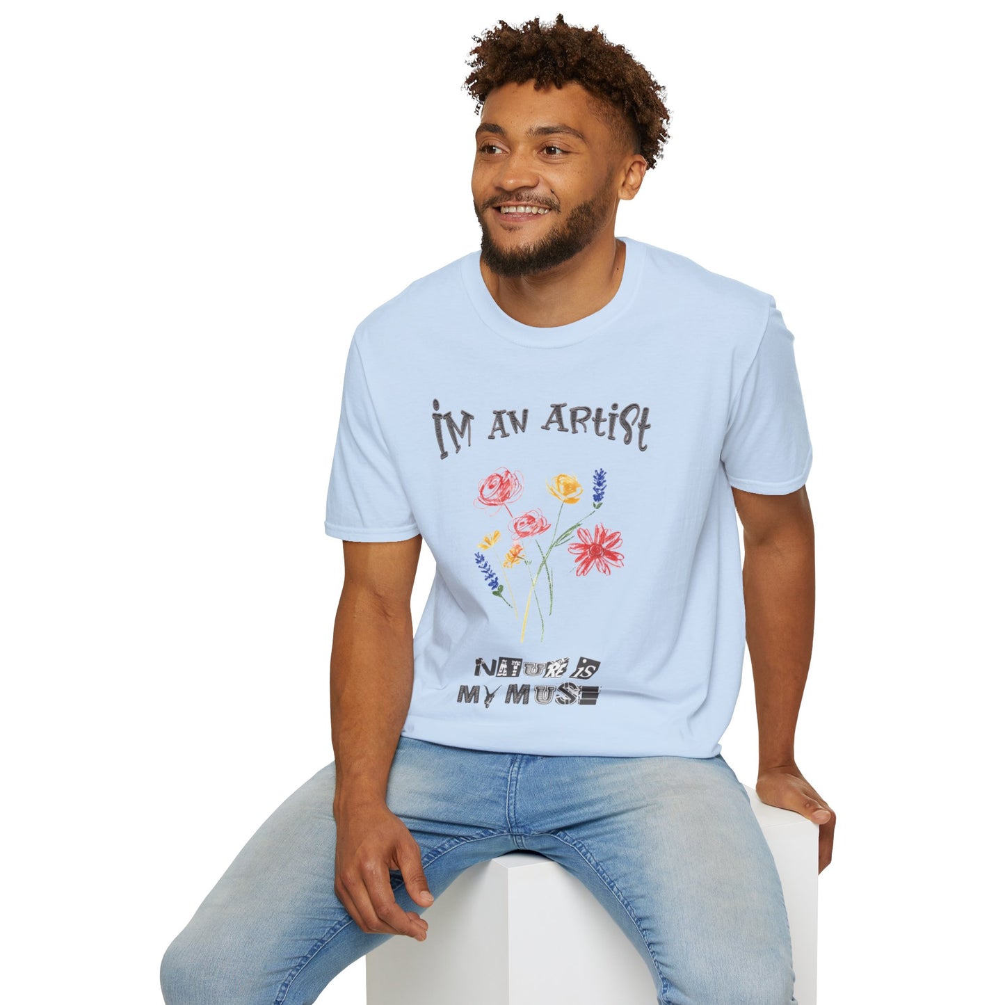 I'm An Artist Nature Is My Muse – Playful Crayon Floral T-Shirt