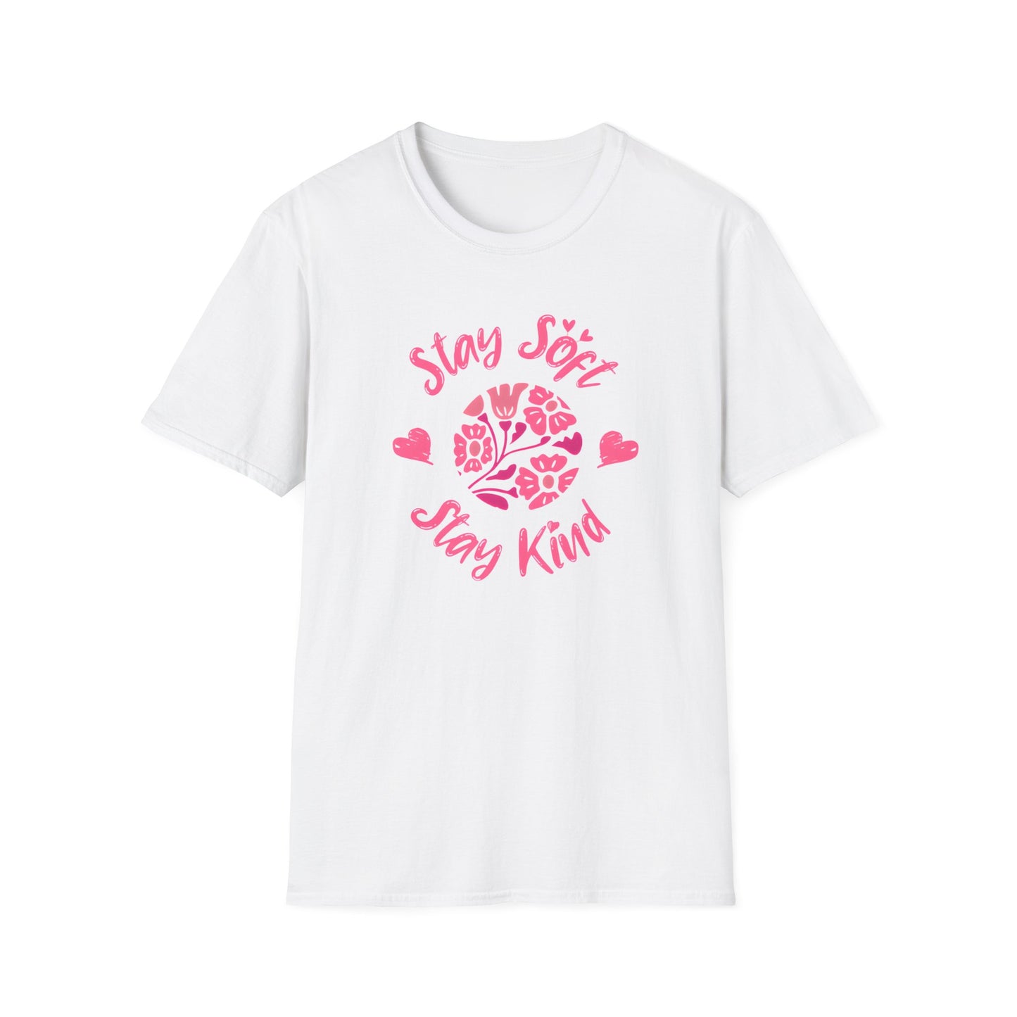Stay Soft Stay Kind - Vibrant Boho Pink Flowers T-Shirt