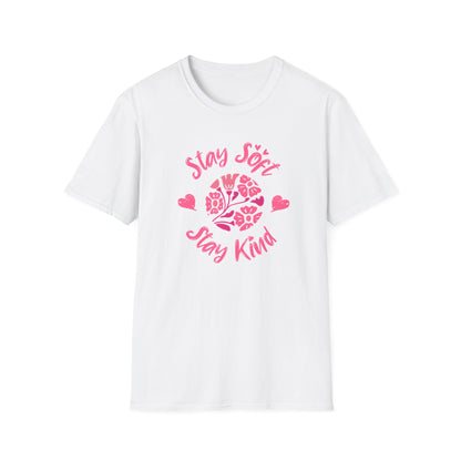 Stay Soft Stay Kind - Vibrant Boho Pink Flowers T-Shirt