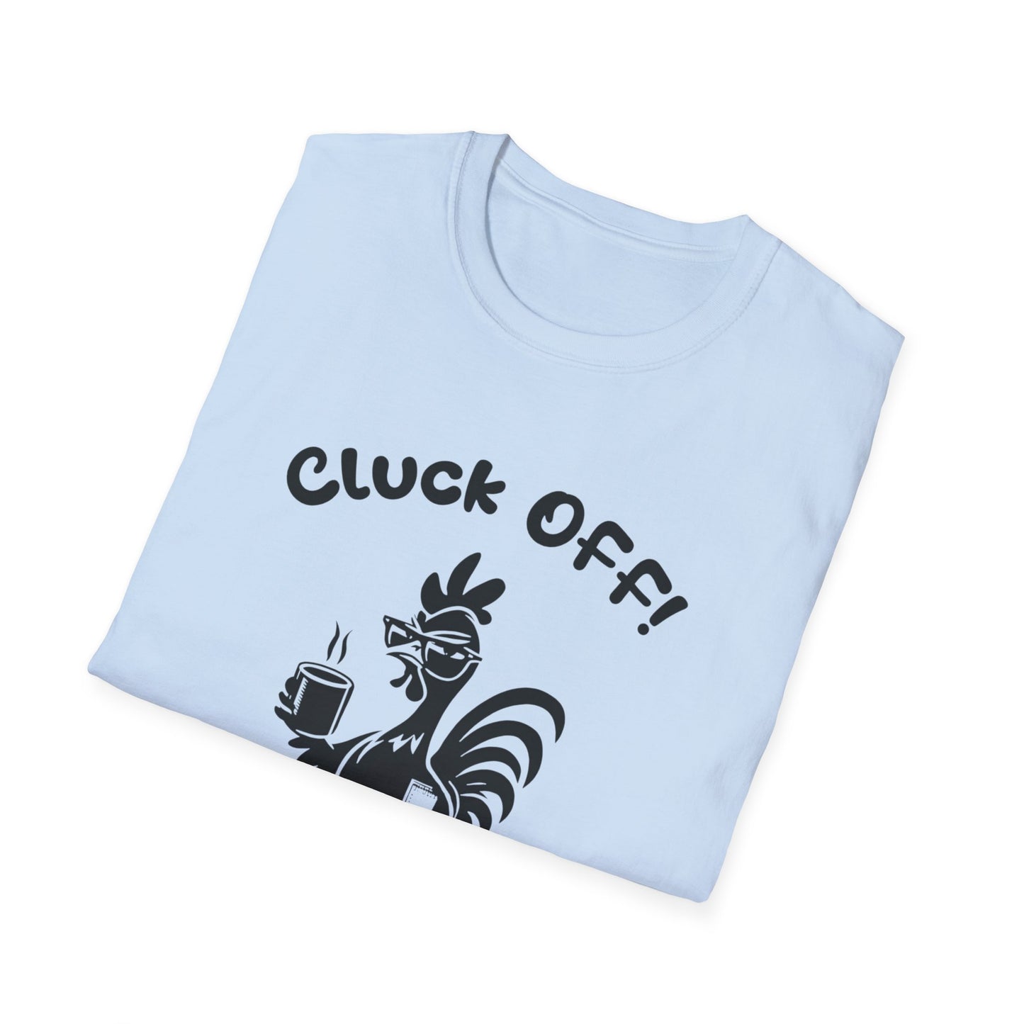 Cluck off I'm Busy - Playful Minimalistic Rooster Silhouette With Coffee And Files T-Shirt